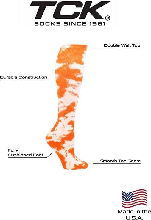 TCK Krazisox Tie Dye Knee High Socks - Orange White - HIT a Double