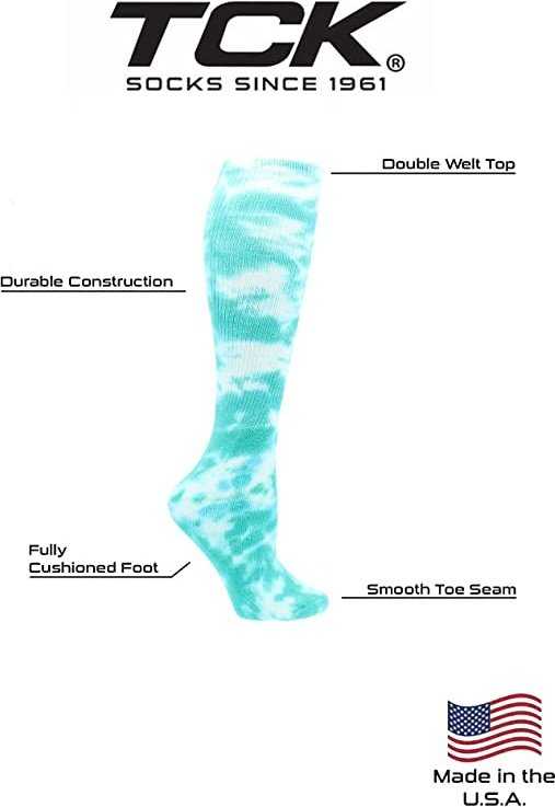TCK Krazisox Tie Dye Knee High Socks - Teal White - HIT a Double