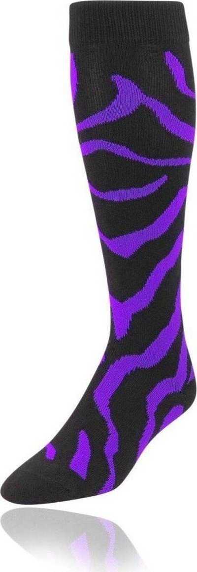 TCK Krazisox Zebra Knee High Socks - Black Purple - HIT a Double