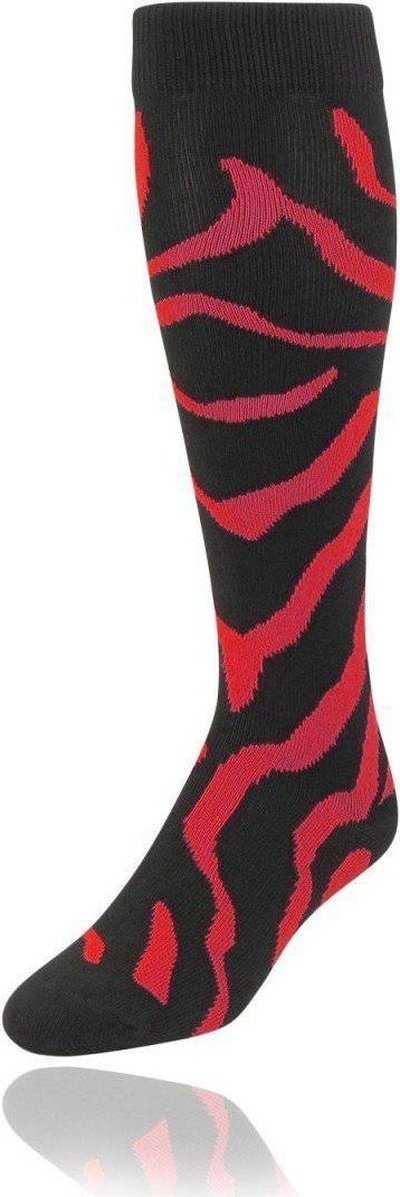 TCK Krazisox Zebra Knee High Socks - Black Scarlet - HIT a Double