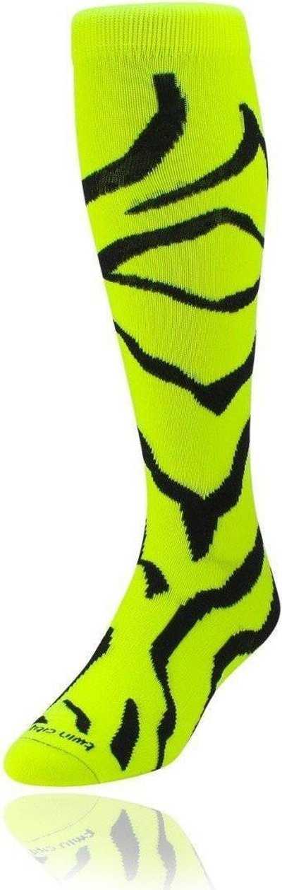 TCK Krazisox Zebra Knee High Socks - Neon Yellow Black - HIT a Double
