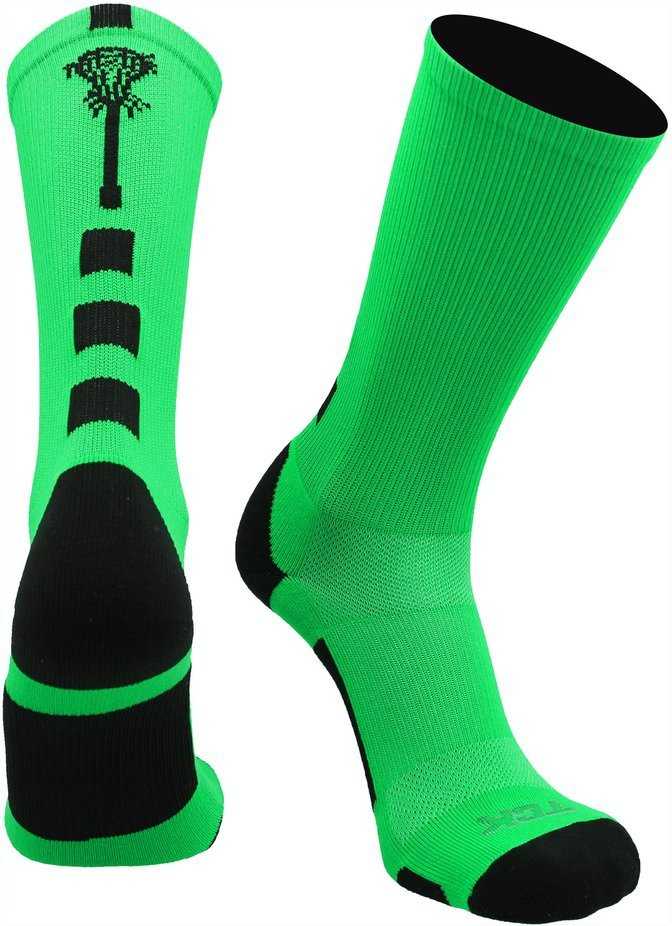 TCK Midline Lacrosse Logo Crew Socks - Lime Black - HIT a Double