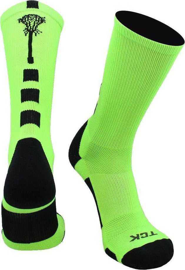 TCK Midline Lacrosse Logo Crew Socks - Neon Green Hot Pink - HIT a Double