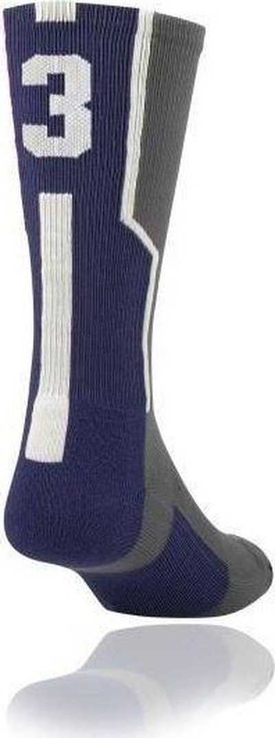 TCK Player ID Number Single Crew Sock (NOT a Pair) - Gray Ny Wh - HIT a Double
