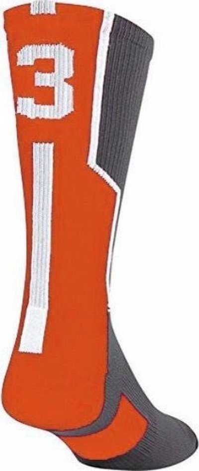TCK Player ID Number Single Crew Sock (NOT a Pair) - Gray Org Wh - HIT a Double
