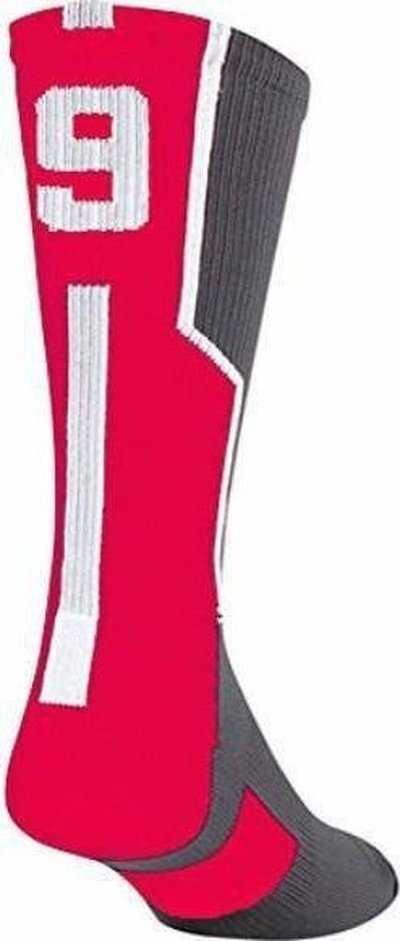 TCK Player ID Number Single Crew Sock (NOT a Pair) - Gray Rd Wh - HIT a Double