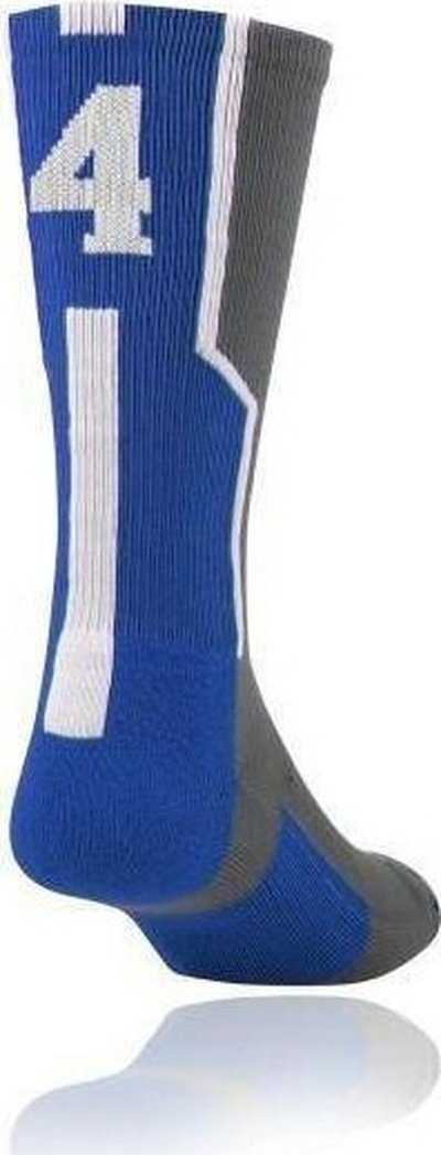 TCK Player ID Number Single Crew Sock (NOT a Pair) - Gray Ry Wh - HIT a Double