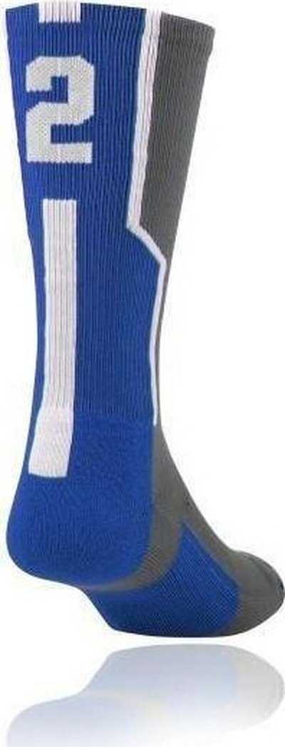 TCK Player ID Number Single Crew Sock (NOT a Pair) - Gray Ry Wh - HIT a Double
