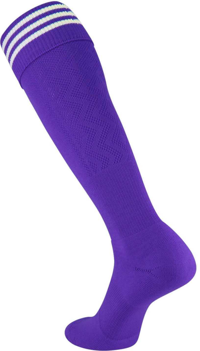 TCK Premier 3-Stripe Soccer Socks - Purple White - HIT a Double