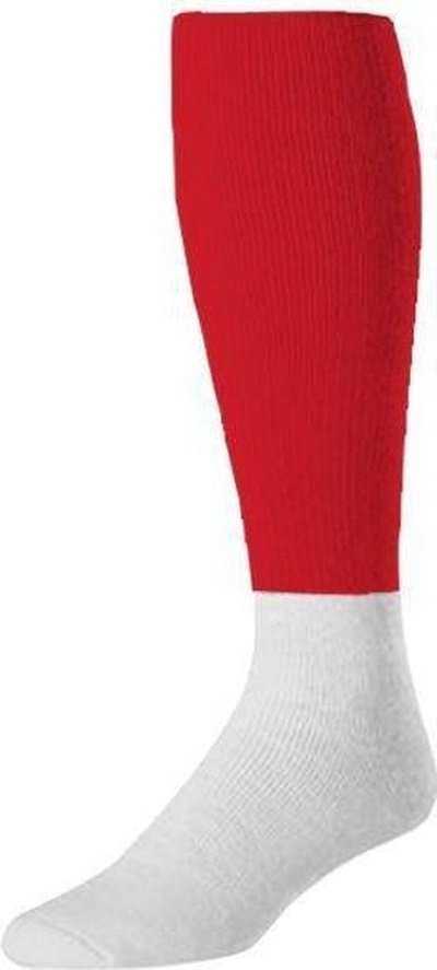 TCK Pro Colored Top / White Football Socks - Scarlet White - HIT a Double