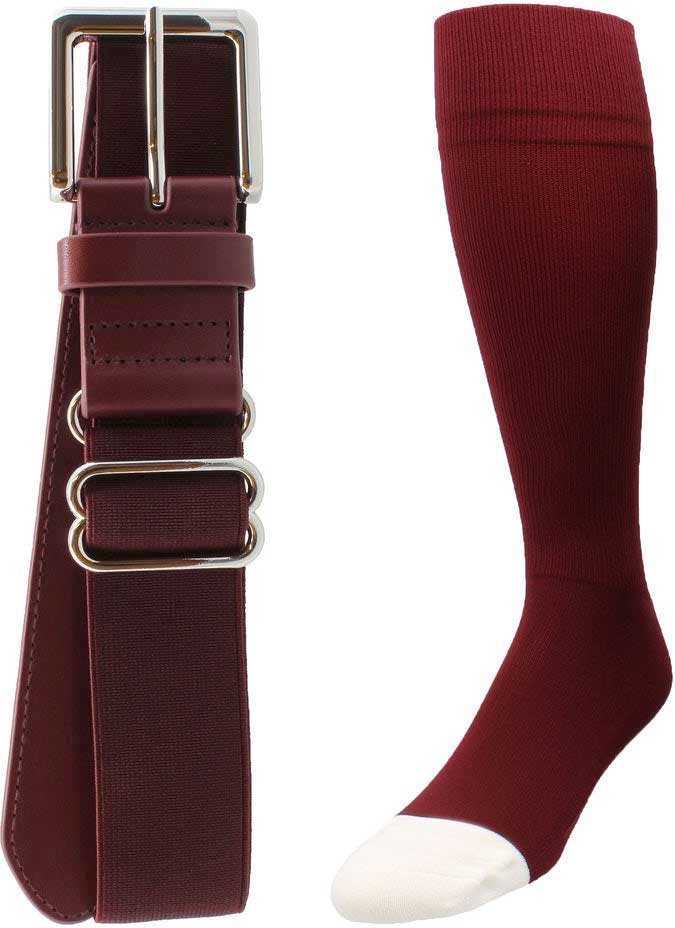 TCK Pro Line Belt Knee High Sock Combo - Maroon - HIT a Double