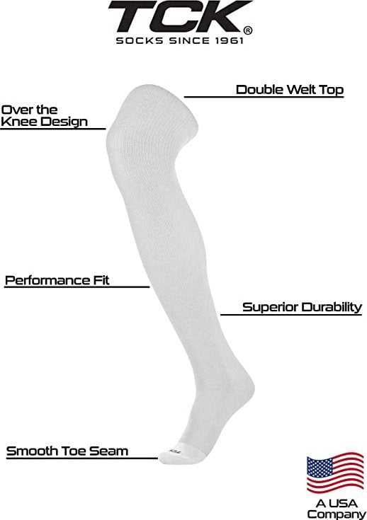TCK Prosport Over the Knee Baseball Socks - White - HIT a Double