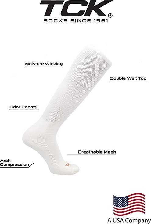 TCK Prosport Performance Knee High Tube Socks (Sanitary) - White - HIT a Double