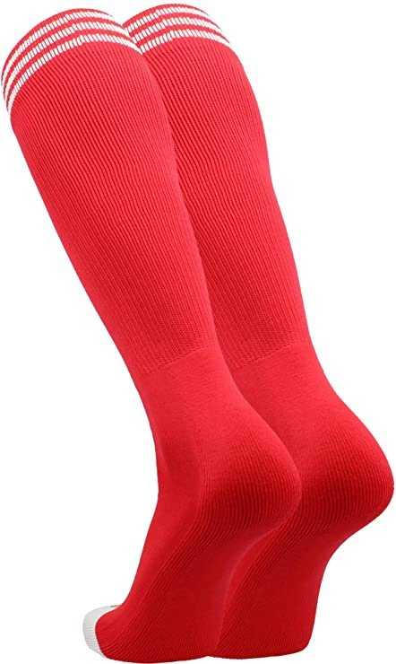 TCK Prosport Striped Knee High Tube Socks - Scarlet White - HIT a Double