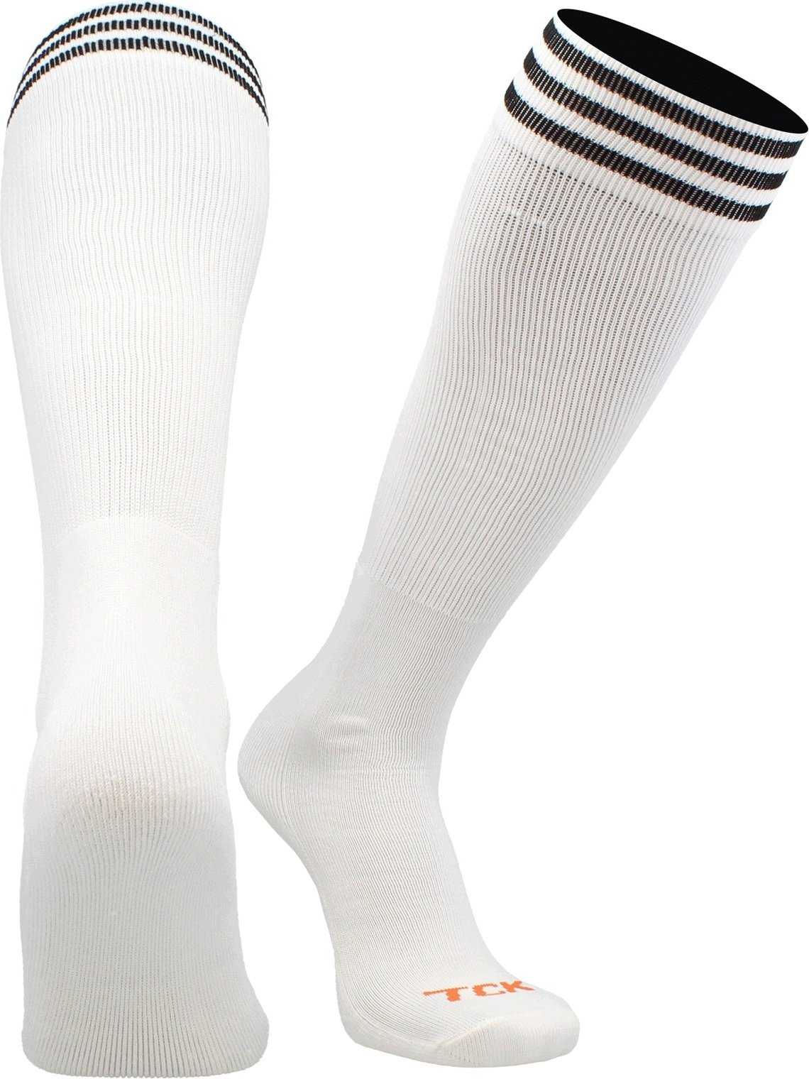 TCK Prosport Striped Knee High Tube Socks - White Black - HIT a Double