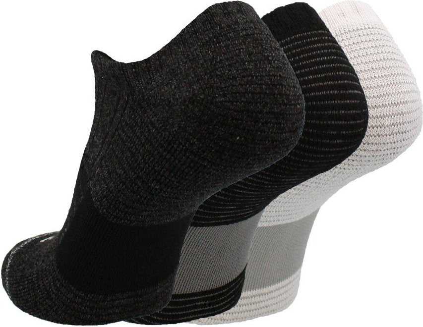TCK Repreve Low Cut Socks (3 pk, 1 pair of each color) - Black Graphite White - HIT a Double