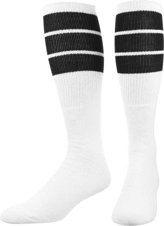 TCK Retro 3-Stripe Knee High Multisport Tube Socks - White Black - HIT a Double