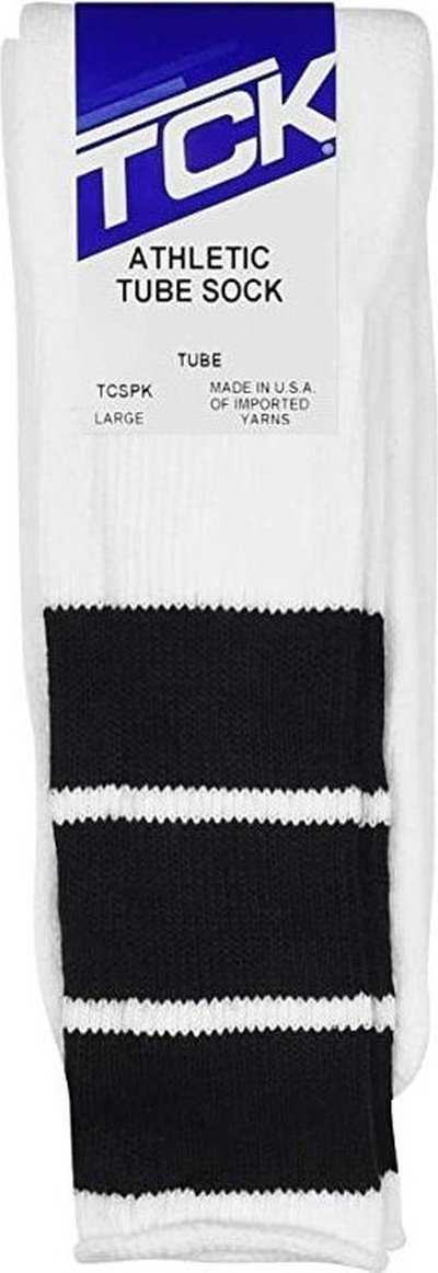 TCK Retro 3-Stripe Knee High Multisport Tube Socks - White Black - HIT a Double