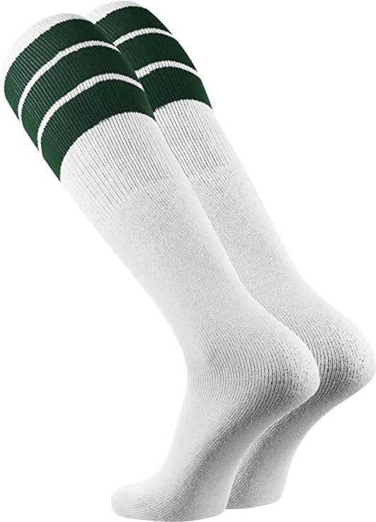TCK Retro 3-Stripe Knee High Multisport Tube Socks - White Dark Green - HIT a Double