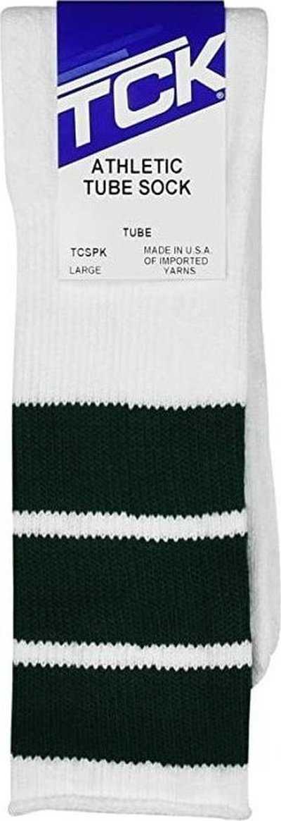 TCK Retro 3-Stripe Knee High Multisport Tube Socks - White Dark Green - HIT a Double