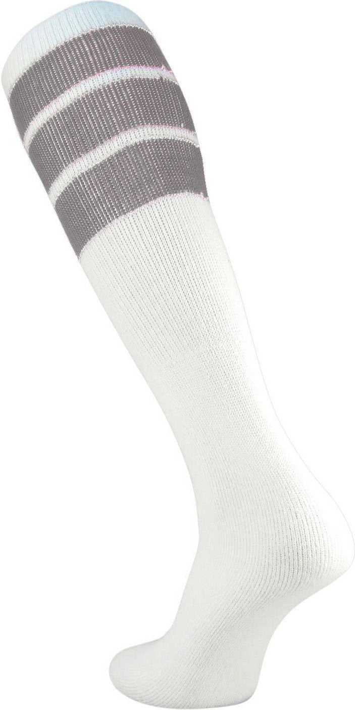 TCK Retro 3-Stripe Knee High Multisport Tube Socks - White Gray - HIT a Double