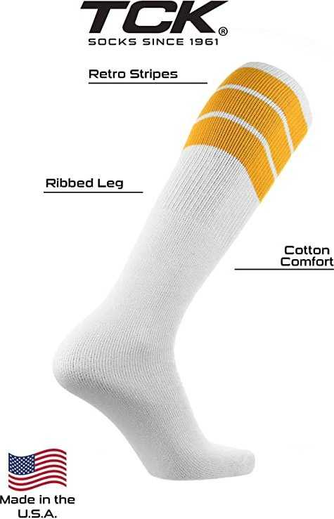 TCK Retro 3-Stripe Knee High Multisport Tube Socks - White Gray - HIT a Double