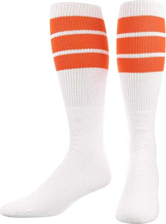 TCK Retro 3-Stripe Knee High Multisport Tube Socks - White Orange - HIT a Double