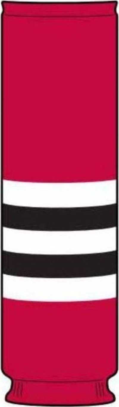TCK Rib Knit Hockey Sock - CHI Scarlet White Black - HIT a Double
