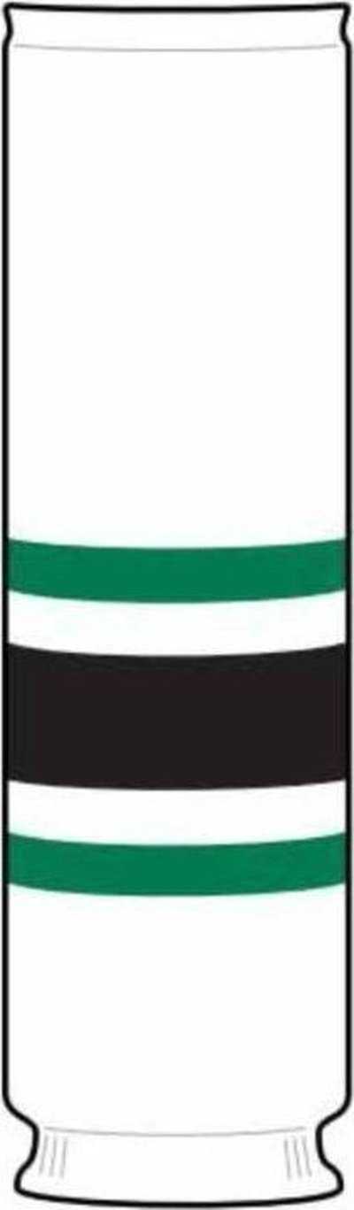 TCK Rib Knit Hockey Sock - DAL White Kelly Black - HIT a Double