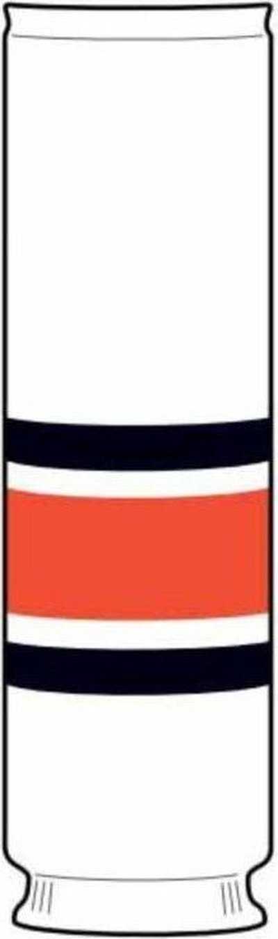 TCK Rib Knit Hockey Sock - PHI White Black Orange - HIT a Double