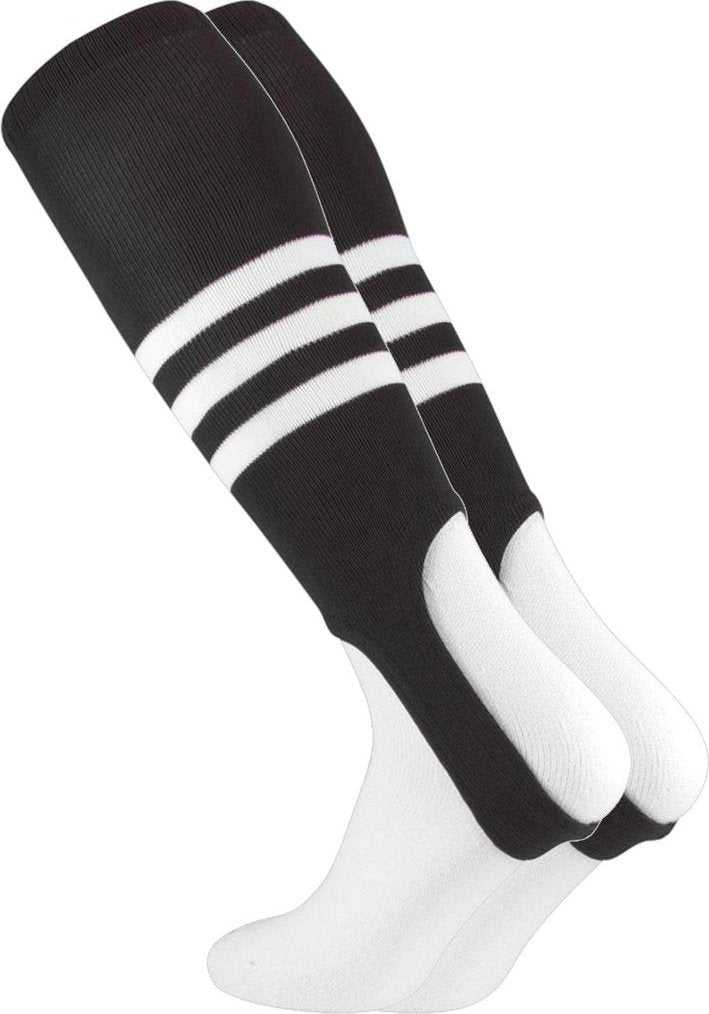 TCK Stirrups with 3 White Stripes - Black White - HIT a Double