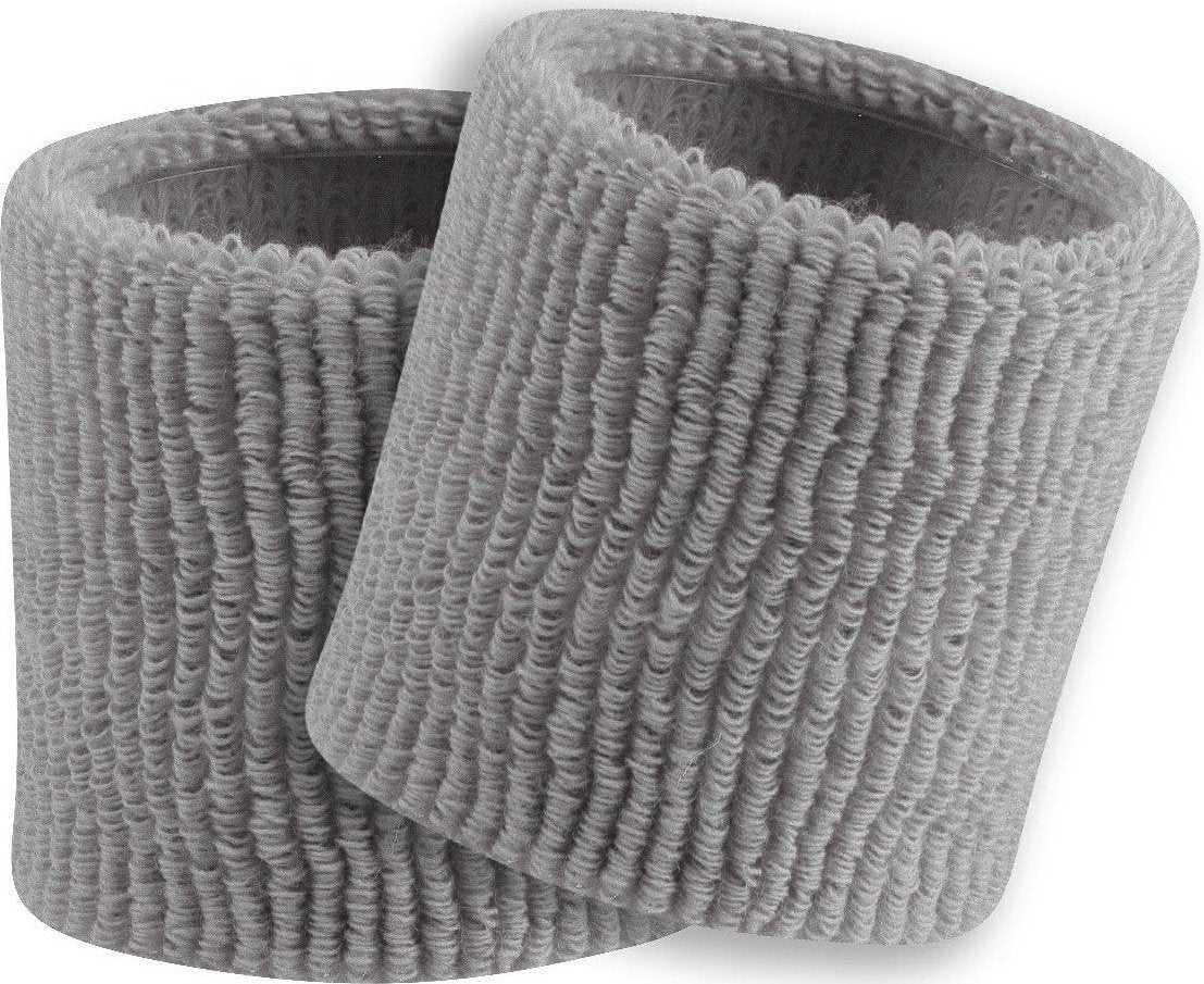 TCK Terry Wristbands 3.5&quot; Wide - Gray - HIT a Double