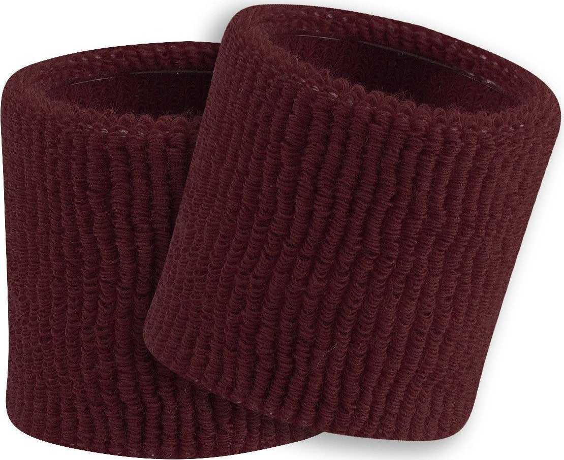 TCK Terry Wristbands 3.5&quot; Wide - Maroon - HIT a Double