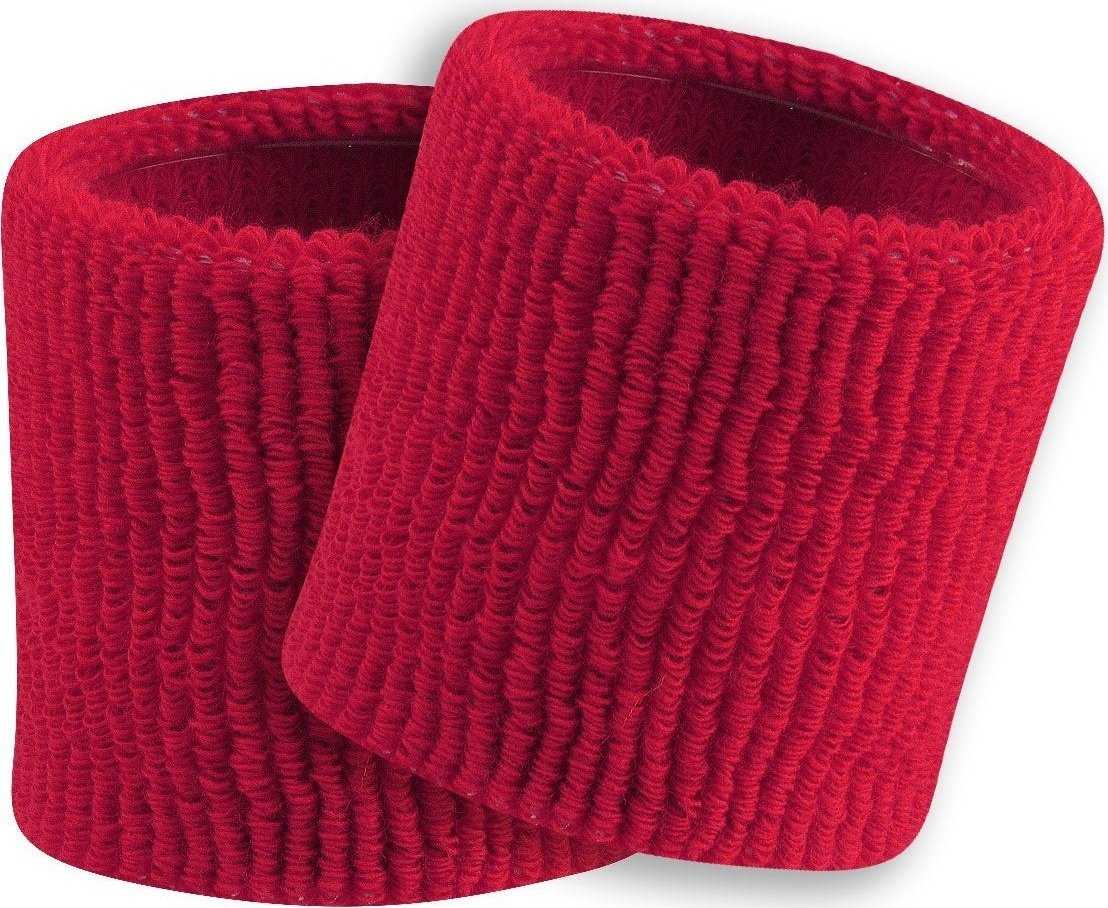 TCK Terry Wristbands 3.5&quot; Wide - Scarlet - HIT a Double
