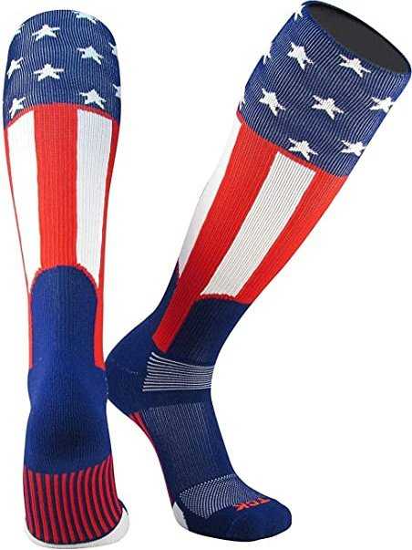TCK Uncle Sam Knee High Stirrup Sock - Red White Blue - HIT a Double