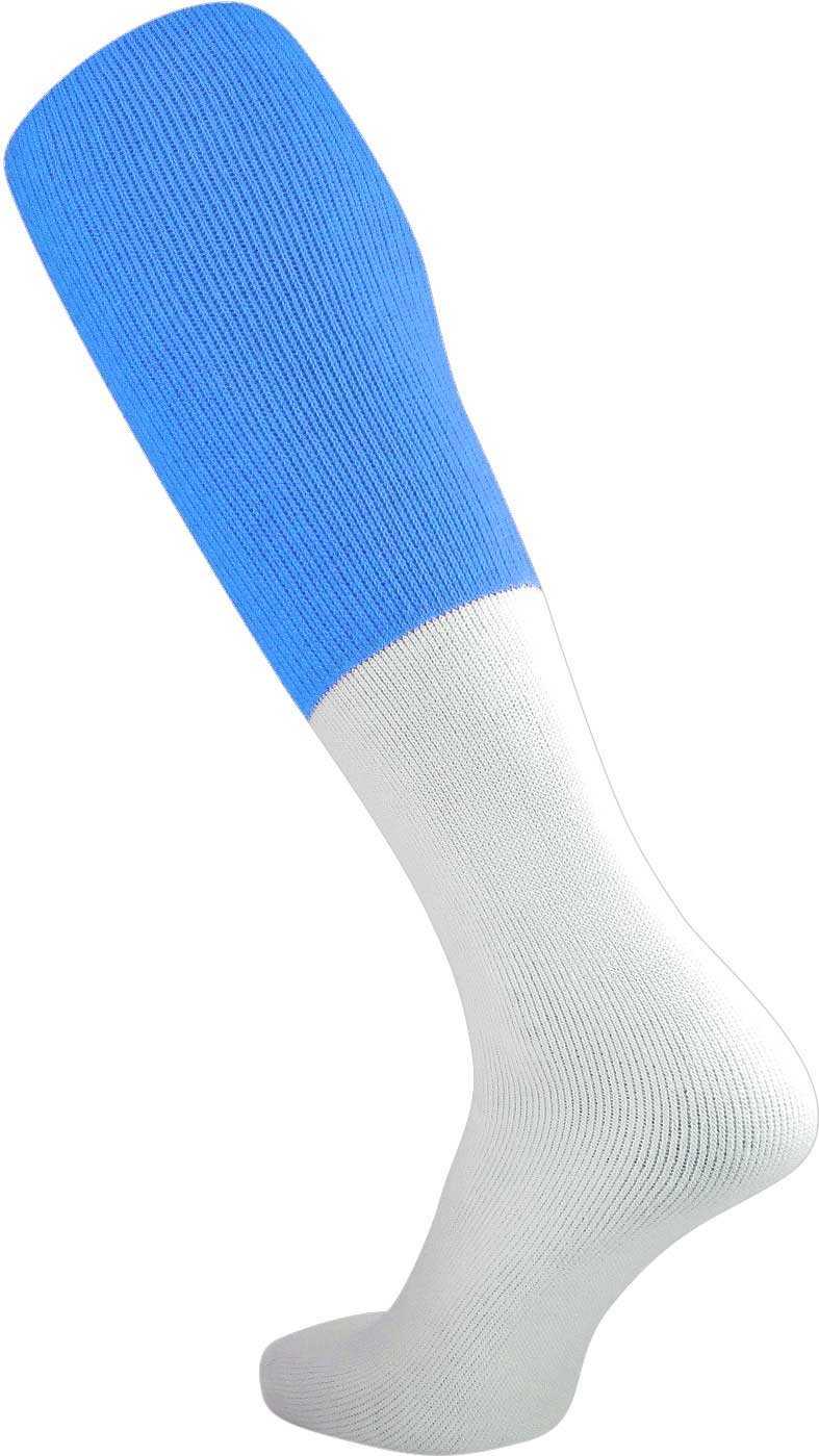 TCK Varsity Football 2-Color Tube Socks - Columbia Blue White - HIT a Double