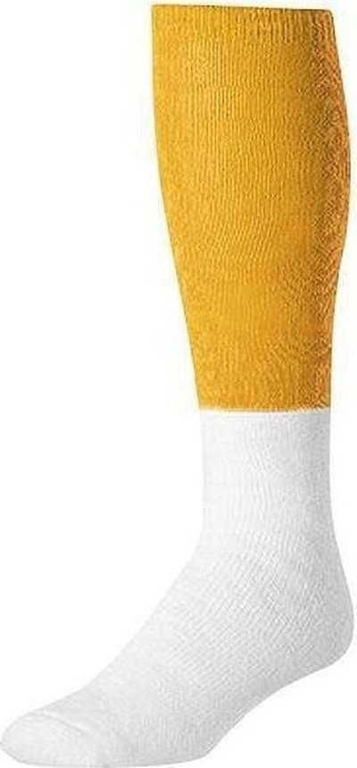 TCK Varsity Football 2-Color Tube Socks - Gold White - HIT a Double