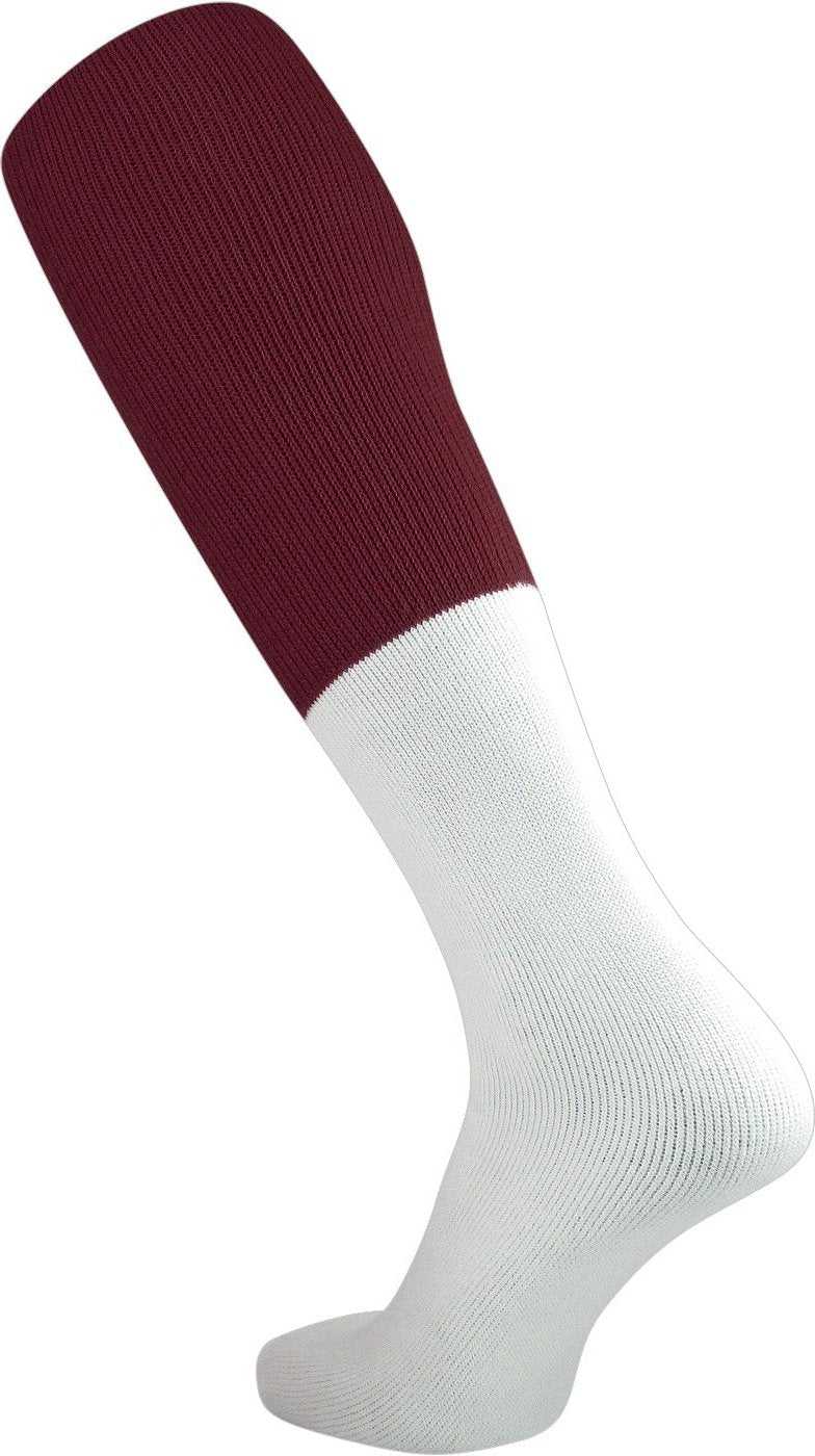 TCK Varsity Football 2-Color Tube Socks - Maroon White - HIT a Double