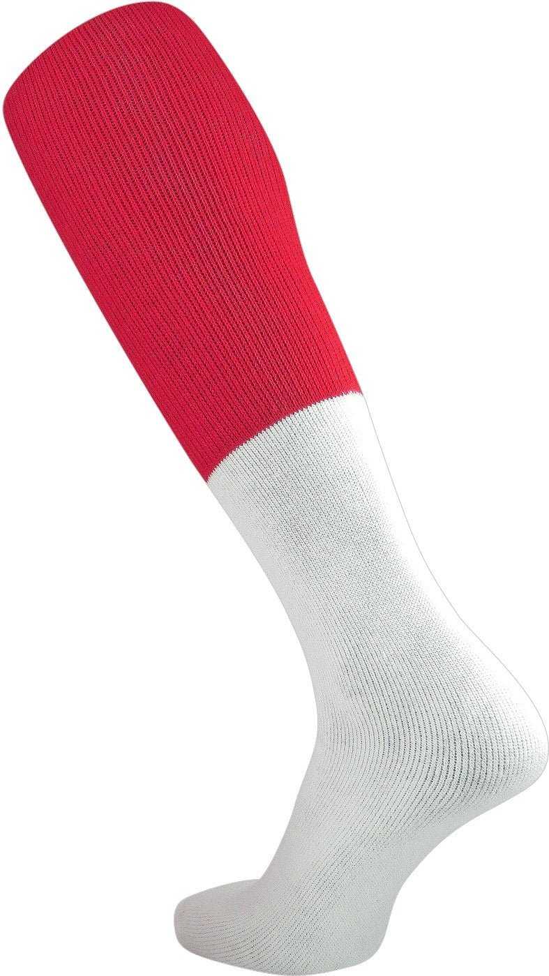 TCK Varsity Football 2-Color Tube Socks - Scarlet White - HIT a Double