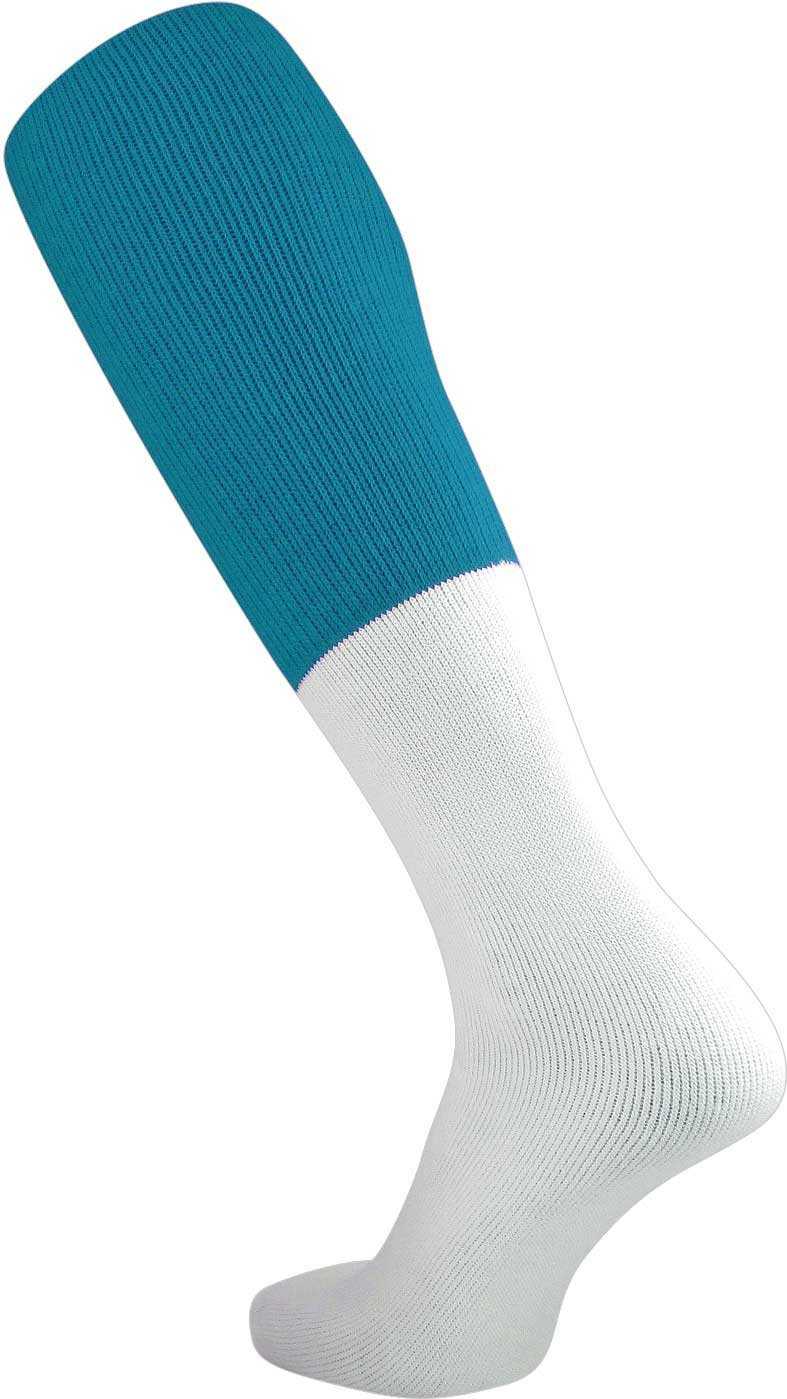TCK Varsity Football 2-Color Tube Socks - Teal White - HIT a Double