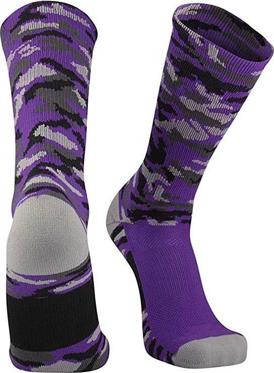 TCK Woodland Camo Crew Socks - Purple Camo - HIT a Double
