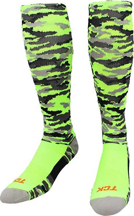 TCK Woodland Camo Knee High Socks - Neon Green Camo - HIT a Double