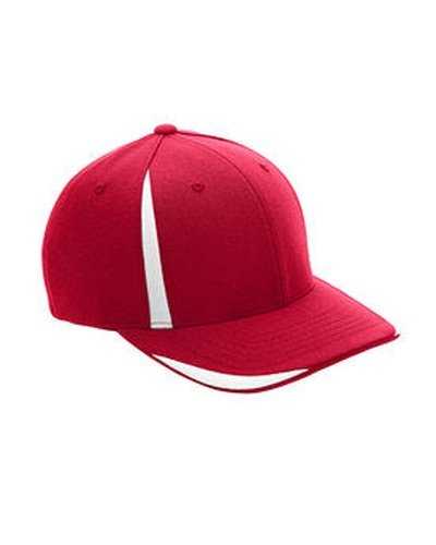 Team 365 ATB102 By Flexfit Adult Pro-Formance Front Sweep Cap - Sport Red White - HIT a Double