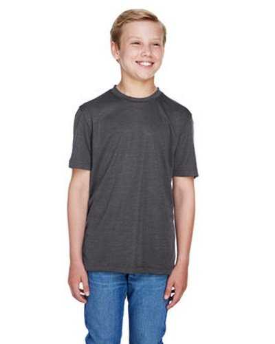 Team 365 TT11HY Youth Sonic Heather Performance T-Shirt - Dark Gray Heather - HIT a Double