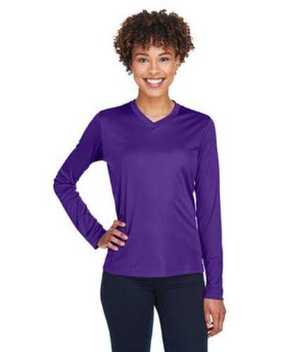 Team 365 TT11WL Ladies&#39; Zone Performance Long-Sleeve T-Shirt - Sport Purple - HIT a Double
