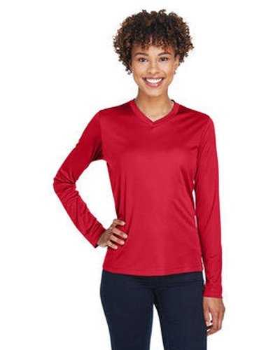 Team 365 TT11WL Ladies&#39; Zone Performance Long-Sleeve T-Shirt - Sport Red - HIT a Double