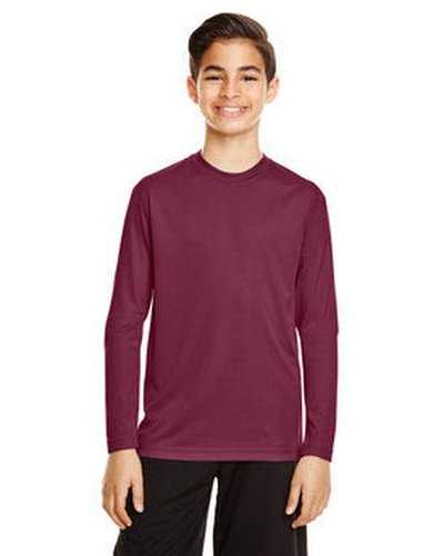 Team 365 TT11YL Youth Zone Performance Long-Sleeve T-Shirt - Sport Maroon - HIT a Double