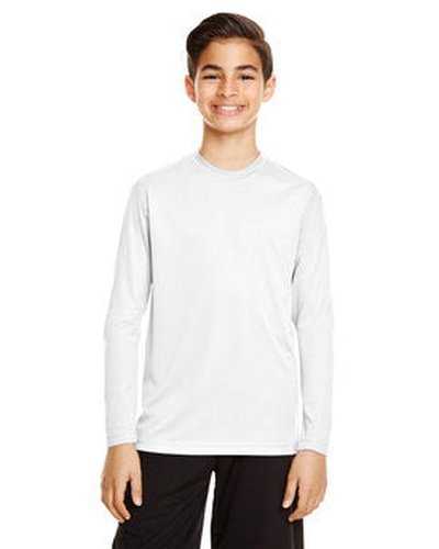 Team 365 TT11YL Youth Zone Performance Long-Sleeve T-Shirt - White - HIT a Double
