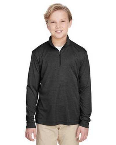 Team 365 TT31HY Youth Zone Sonic Heather Performance Quarter-Zip - Black Heather - HIT a Double