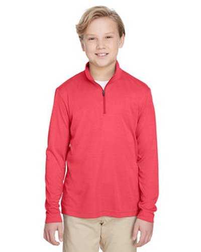 Team 365 TT31HY Youth Zone Sonic Heather Performance Quarter-Zip - Sportred Heather - HIT a Double